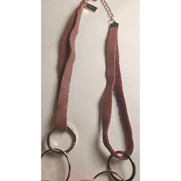 Vintage 28" The Limited Modernist Circle Pendant Necklace Gold Tone Statement - Picture 4 of 6